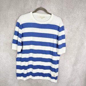 Merz B Schwanen Striped Short Sleeve Sweater Knit Top In Blue Women's Sz 6/L